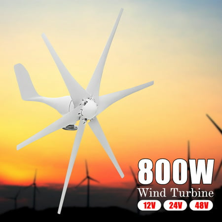 Max 800W Wind Turbine Generator 12V/24V/48V 6 Nylon Fiber Blades Windmill Power