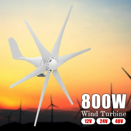 - Max 800W Wind Turbine Generator 12V/24V/48V 6 Nylon Fiber Blades Windmill Power Generator