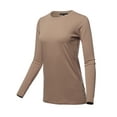 thumbnail image 2 of A2Y Women's Basic Solid Soft Cotton Long Sleeve Crew Neck Top Shirts Mocha 2XL, 2 of 3