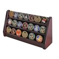 thumbnail image 2 of 3 Rows Military Challenge Coin Holder Display Stand, Solid Rack Shelves, Mahogany Finish, 2 of 4