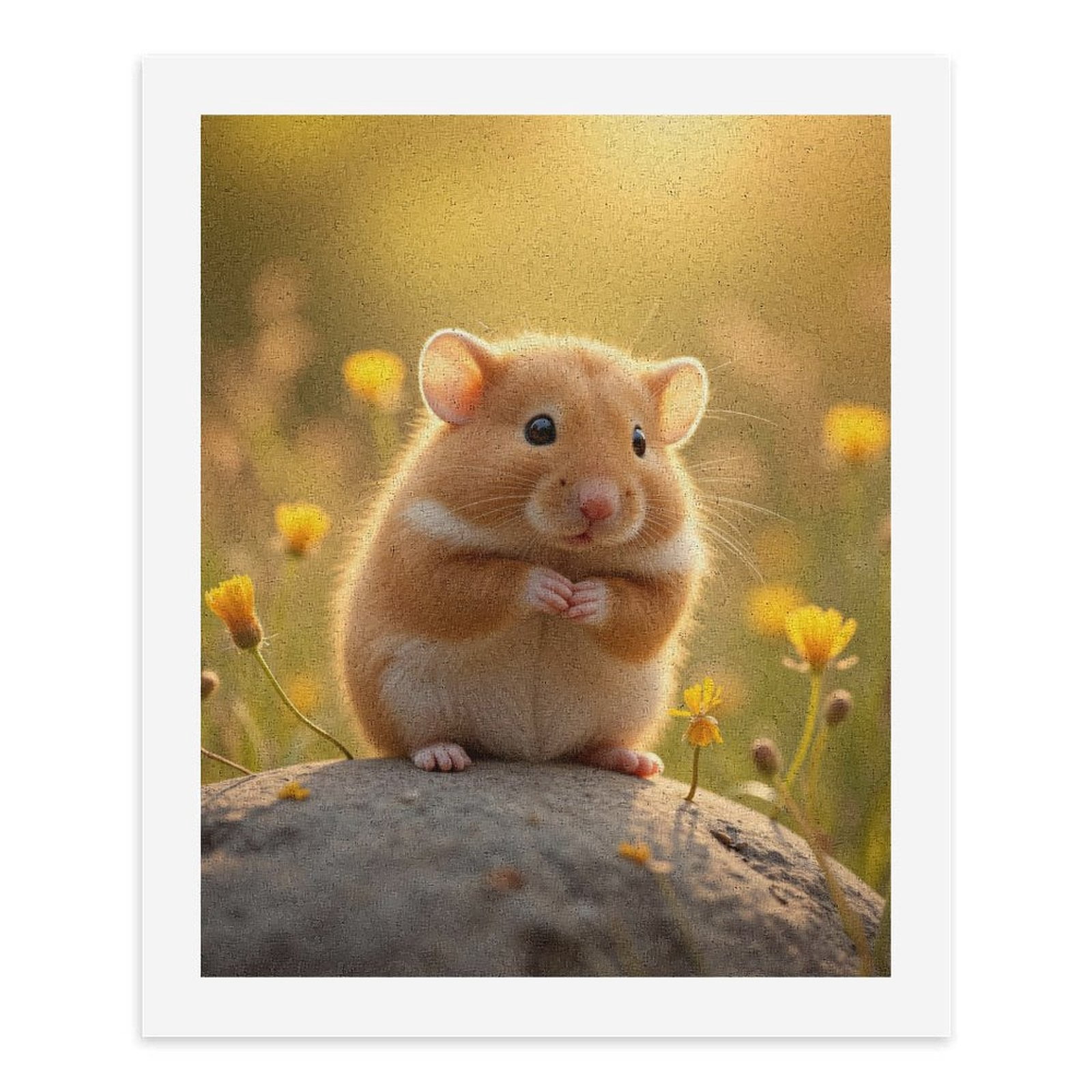 Paint by Numbers Kit for Adults, Cute Hamster With Yellow Flowers Paint by Numbers, Easy Paint by Numbers Kit for Adults Beginner, DIY Adult Paint by Number Kits on Canvas, Home Decor