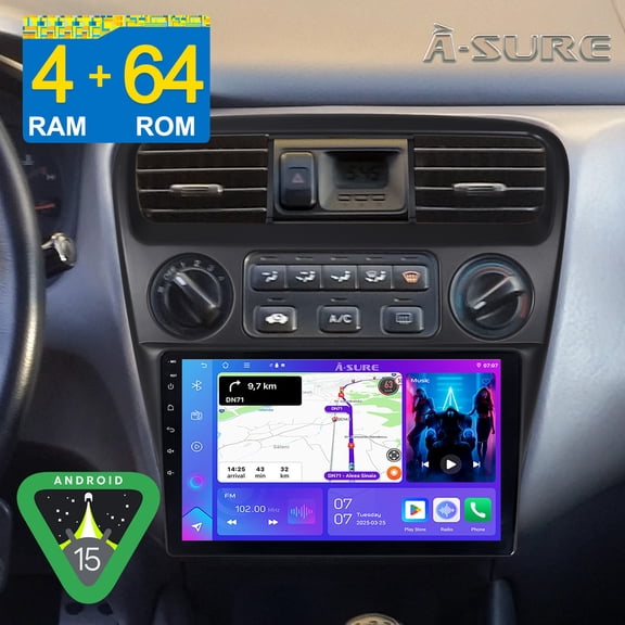 9" Android 15 Stereo 4 64GB Car Radio for Honda Accord Vl 1998-2002 with Apple CarPlay/Android Auto/GPS Navi/Wi-Fi/BT 5.4/Backup Camera