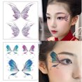 thumbnail image 2 of Alas de mariposa de hadas 3D, hoja de tatuaje brillante, pegatina impermeable, tatuaje falso de mariposa, brillo facial, fiesta de princesa de hadas para niñas, 2 of 5