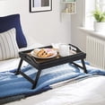 thumbnail image 3 of SONGMICS Bed Tray Table with Bamboo Folding Legs, Breakfast Tray for Sofa, Rustic Brown, 3 of 6