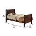 thumbnail image 3 of Transitional Panel Design Sleigh Twin King Size Bed, Cherry Brown, 3 of 5
