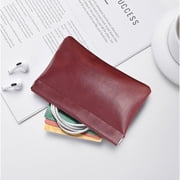 Taotanxi Genuine Leather Small Zipper Pouch Coin Purse for Women Change Holder for Men Size 4 x 6