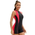 thumbnail image 6 of Hauetro Women One Piece Boyleg Swimsuit Zip Up Racerback Bathing Suits Athletic Sporty High Neck Swimwear（Hot Pink,S）, 6 of 8