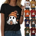 thumbnail image 5 of Halloween Ghost Shirts for Women Casual Short-Sleeved Ghost Print T-Shirt Retro Fall Spooky Season Tees Tops, 5 of 6