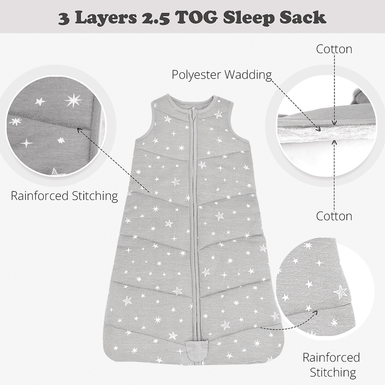 Baby Wearable Blanket 2.5 TOG Cotton Sleep Sacks for 12 18 Months 1 Pack Unisex Sleeping Bag Sack Small Size 2 Way Zipper Swaddle Transition Sleep