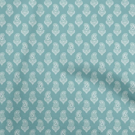 oneOone Rayon Dusty Teal Green Fabric Paisleys Quilting Supplies Print Sewing Fabric By The Yard 56 Inch Wide