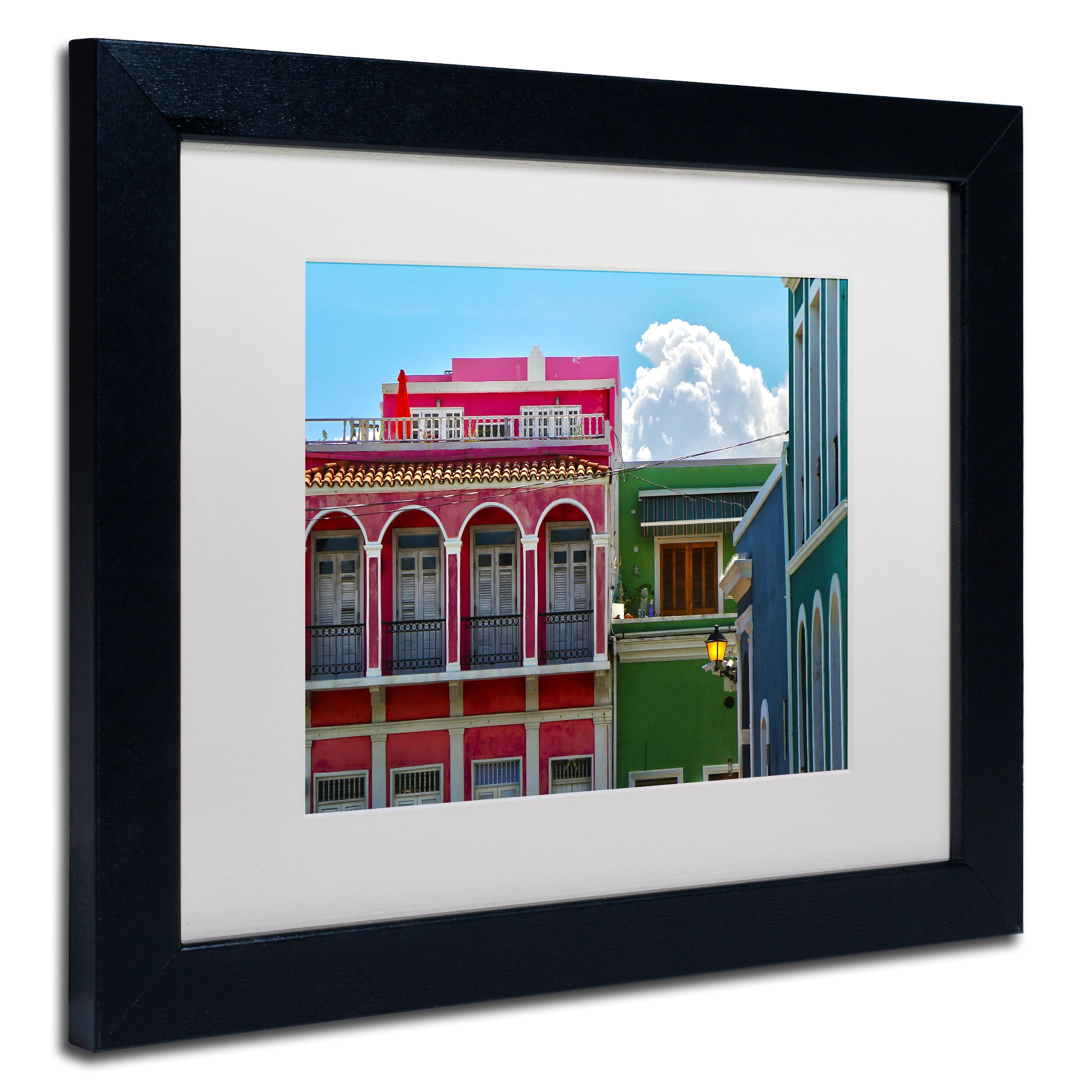 Trademark Fine Art "Old San Juan 10" Canvas Art by CATeyes, White Matte, Black Frame