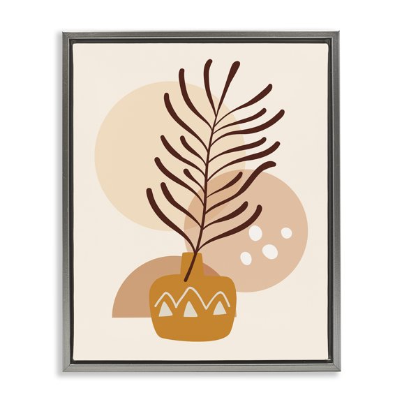 Stupell Industries Southwestern Geometric Boho Botanical Gray Floating Frame Canvas Art, 17 x 21, by Arctic Frame