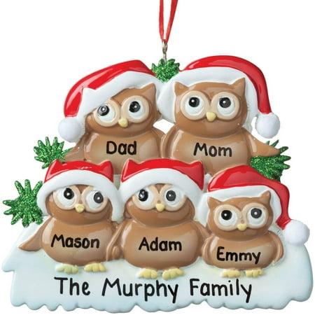 Personalized Owls In Santa Hats Ornament