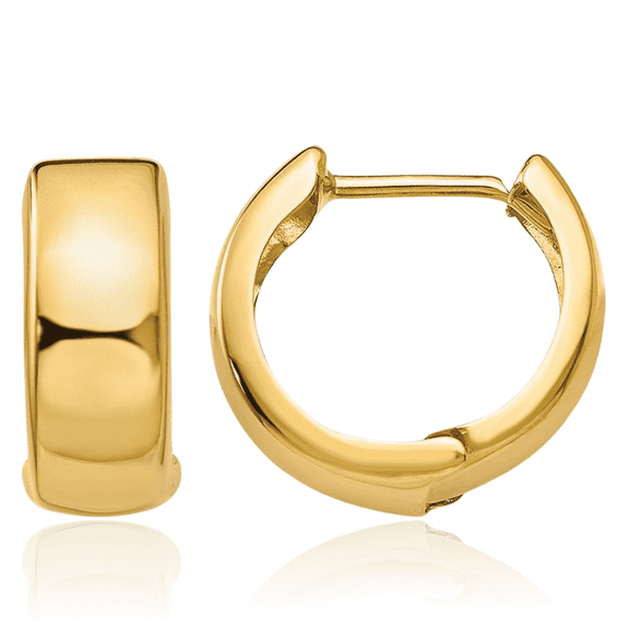 14K Solid Yellow Gold Round Huggie Mini Small Hoop Earrings