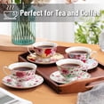thumbnail image 4 of Tea / Coffee Cups and Saucers, Set of 4 (8 piece, 4 cups and 4 saucers), Assorted Color, Floral Pattern, 4 of 9