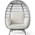 thumbnail image 3 of Best Choice Products Wicker Egg Chair Oversized Indoor Outdoor Patio Lounger w/ 440lb Capacity - Gray/White Sand, 3 of 9