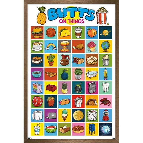 Brian Cook: Butts on Things - Collage Wall Poster, 14.725" x 22.375" Framed