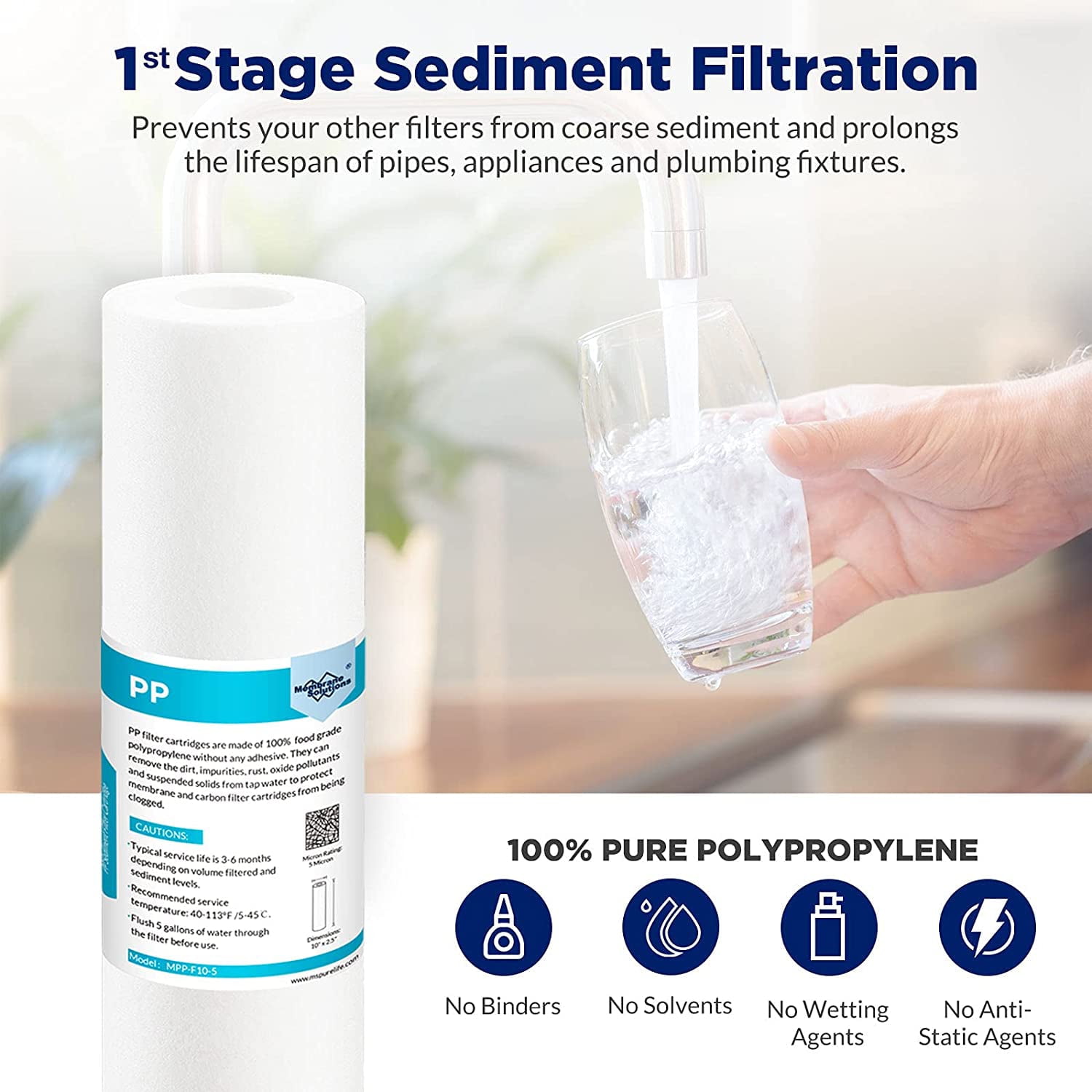 Membrane Solutions Universal Reverse Osmosis Water Filter for 5/6 Stage RO System, Compatible with iSpring, APEC, Express Water, 75GPD RO Membrane