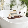 thumbnail image 5 of Teak Bathtub Tray Expandable Bathroom Tray for Home Spa Relaxation, Wooden Tray Caddy for Bathtub, Teak Bathtub Caddy as Unique Housewarming, Birthday, Wedding Shower Gifts. Dark Walnut, 5 of 14