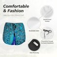 thumbnail image 4 of Pofeuu Beautiful Blue Peacock Print Women's Athletic Shorts Running Workout Shorts Tummy Control Quick Dry Gym Shorts with Pockets Double layer sports shorts-Large, 4 of 7