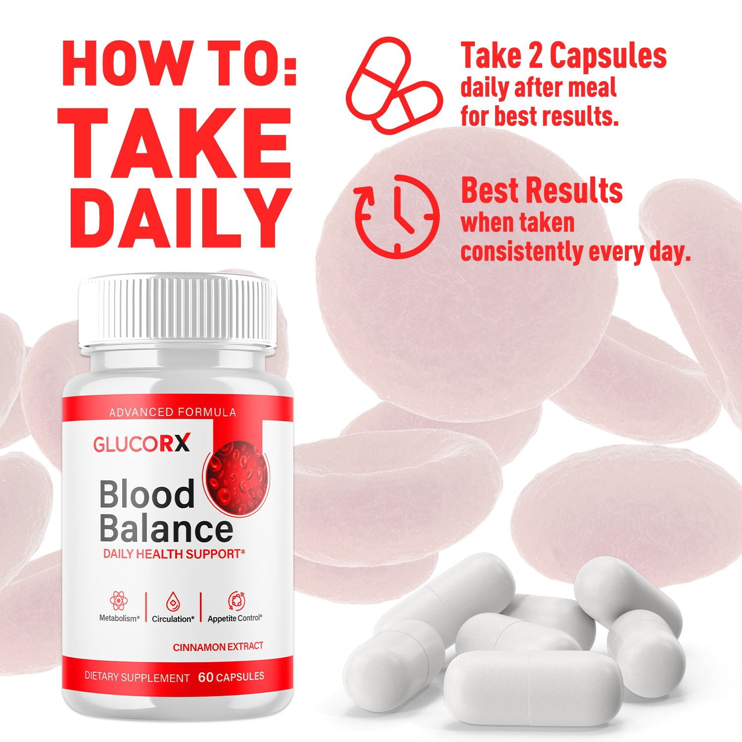 GlucorX Blood Balance Support Pills Advanced Formula Vitamin Supplement Glucor X 180 Capsules