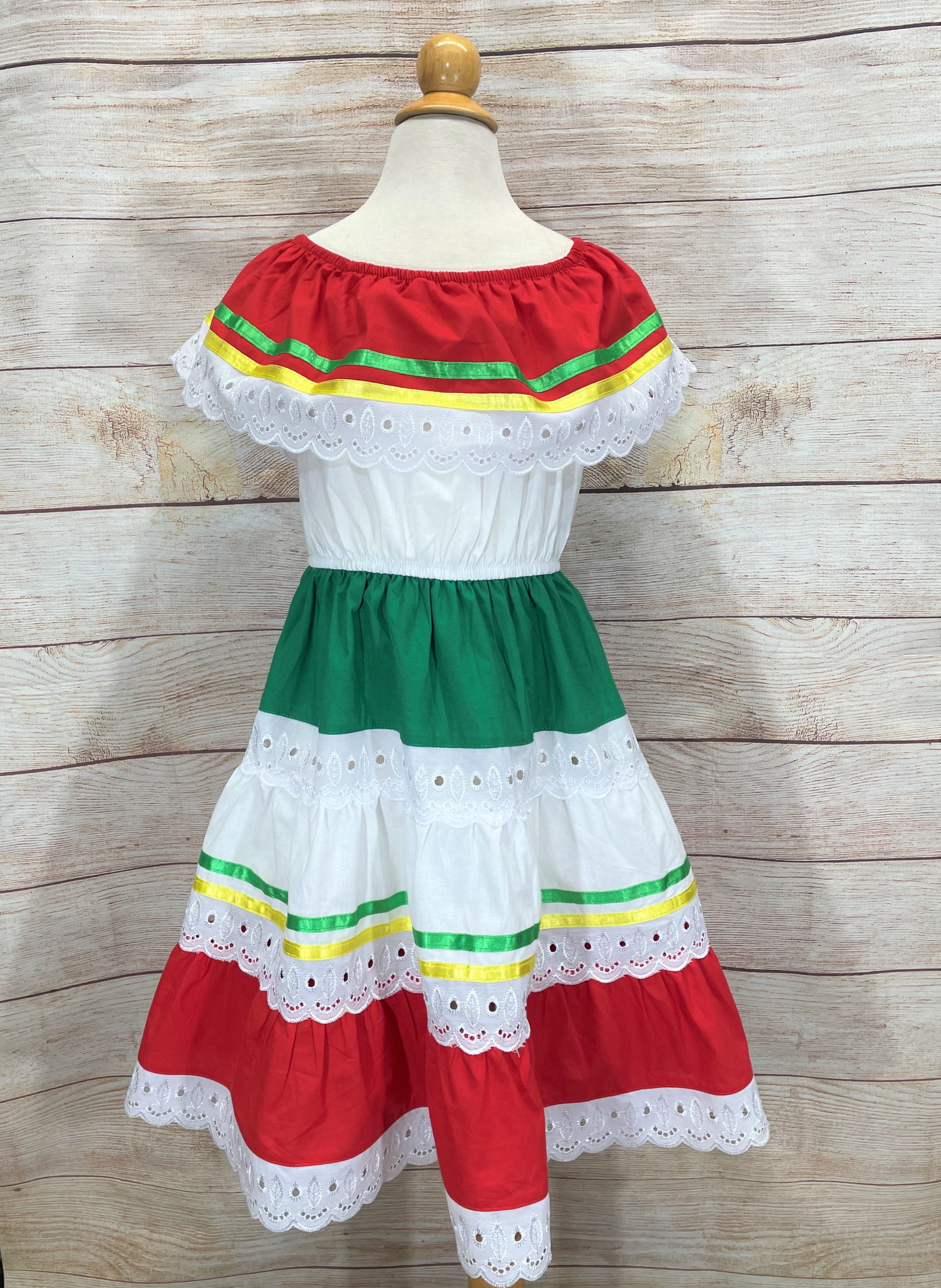 unik Girl's Traditional Mexican Cinco De Mayo Fiesta Dress Yellow Red Size  4 - Walmart Business Supplies