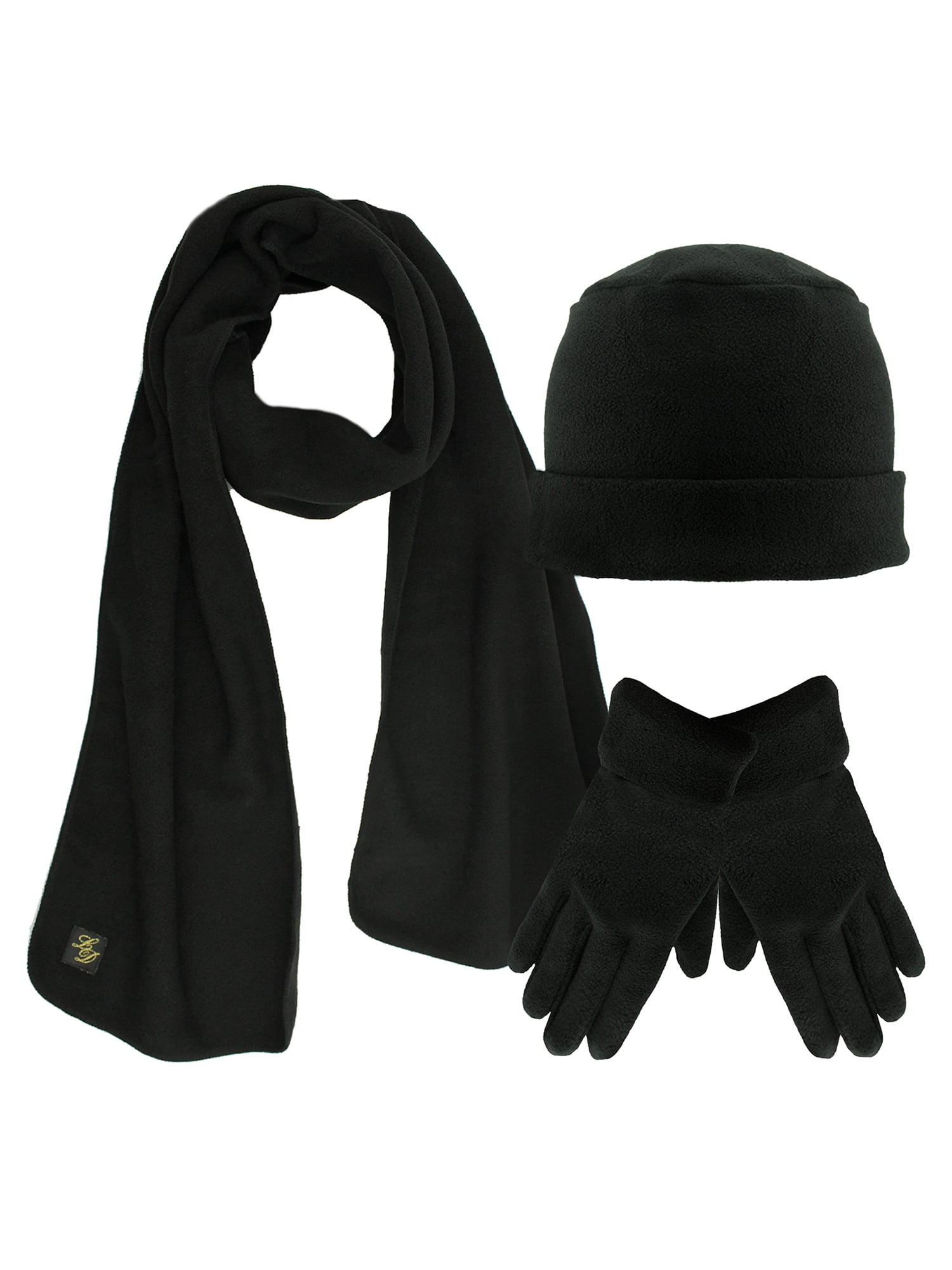 Knitted Deep Orange Hat Scarf Gloves 3 piece Set Warm Winter Present 