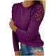 thumbnail image 2 of ICHUANYI Clearance Women Casual Solid Round Neck Lace Hollow Out Long Sleeve Pullover Slimming Blouse T-shirt Tops(Purple, XXL) ICHUANYI WER2023081506551, 2 of 6