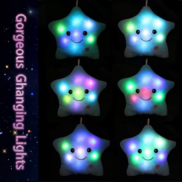 Rirool 14 Inch Blue Light Up Star Plush Pillow photo 4