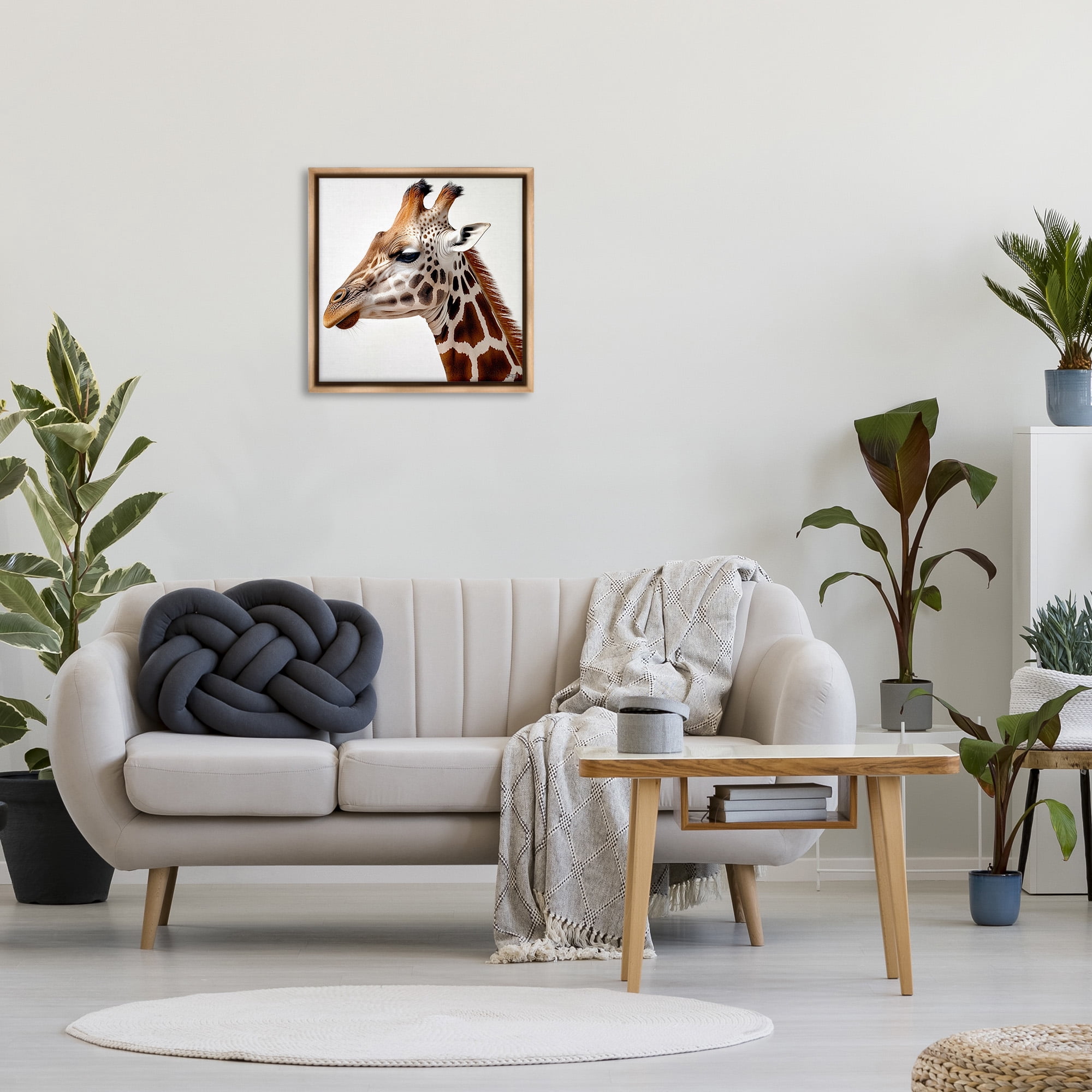 Stupell Industries Traditional Giraffe Portrait Animals & Insects Painting Brown Floater Framed Canvas Art Print Wall Art, 25 x 25