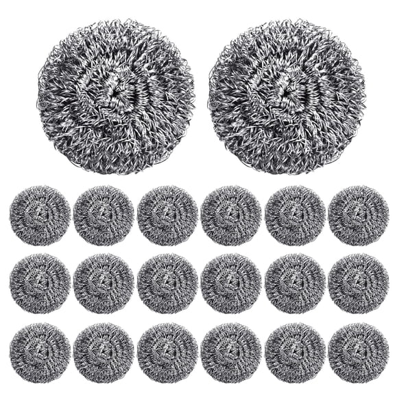 20 Pack Steel Wool Scrubber for Kitchen Cleaning, 2.6 Inch Stainless Steel Scrubber Pads, Metal Scrubber for Dishes, Pots, Pans, Ovens, Grills & Sinks
