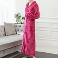 thumbnail image 5 of Homgro Women's Winter Long Plush Robe Ladies Full Length Soft Qulited Fuzzy Fleece Bathrobe Warm Thermal Long Sleeve V Neck Full Zip Up Zipper Comfy Bath Maternity Housecoat Pocket Rose Large, 5 of 5