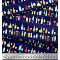thumbnail image 2 of Soimoi Blue Viscose Chiffon Fabric Bottle & Wine Glass Bar Fabric Prints By Yard 42 Inch Wide, 2 of 3
