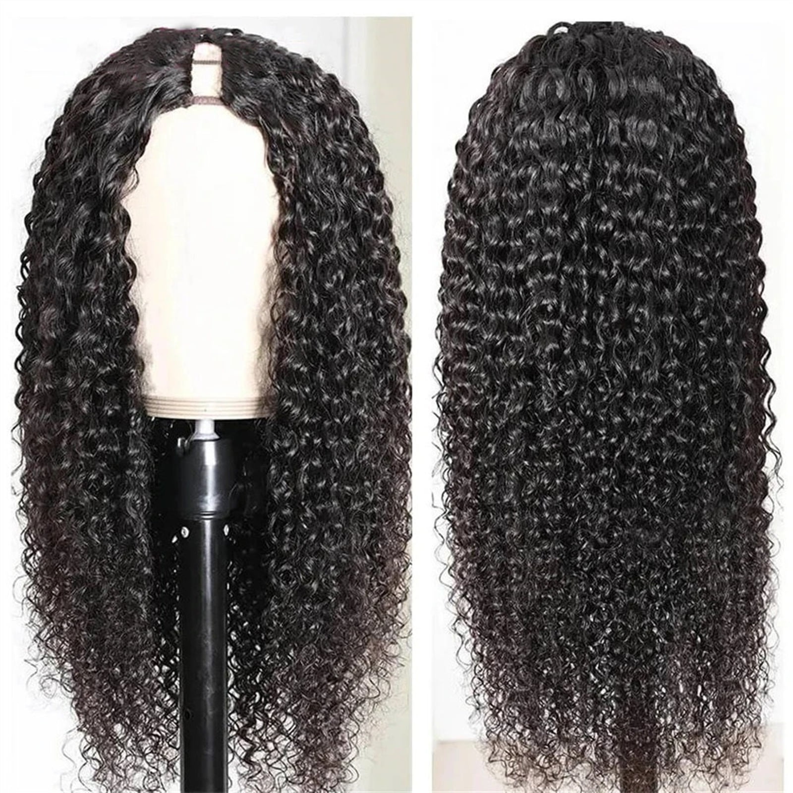 U Part Wig Kinky Curly Wigs for Black Women, 10-26 inch Human Hair U Shape Clip in Wigs Curly U Part Remy Human Hair Extension