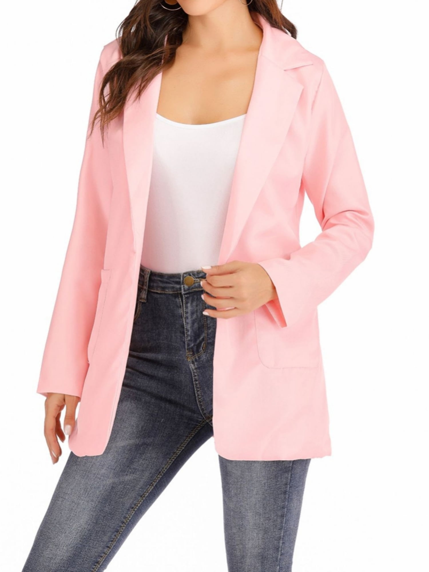 Blazer Jackets for Women Business Casual Petite Long Sleeve Padded Shoulder Shirt Lapel Single Breasted Outwear 