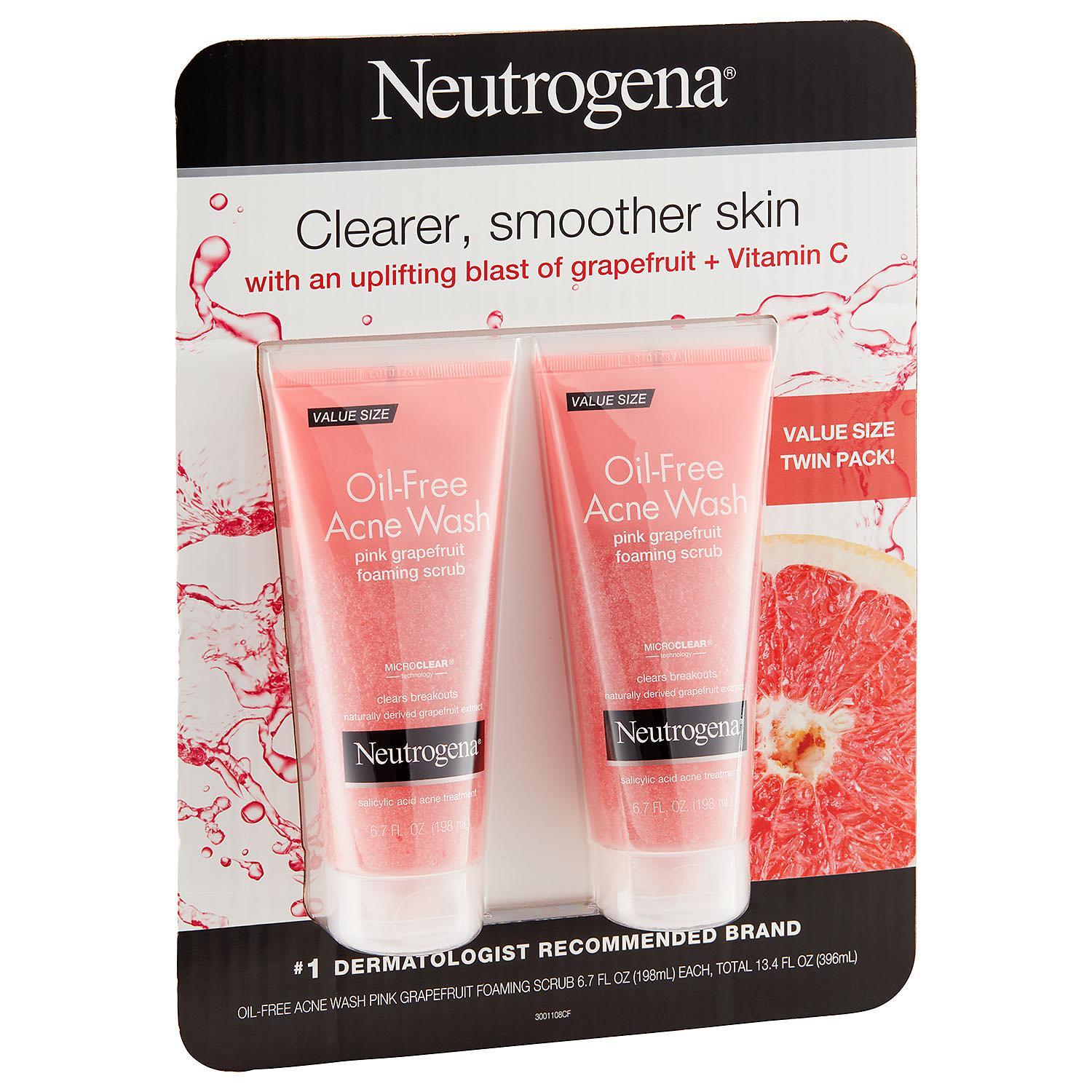 Neutrogena Oil-Free Pink Grapefruit Exfoliating Acne Face Wash and Foaming Scrub (6.7 fl. oz., 2 pk.) - image 3 of 5