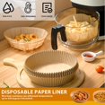 thumbnail image 3 of Papier Jetable pour Friteuse à Air Chaud, 100 Pcs 6,5 Pouces Papier Parchemin Antiadhésif pour Friteuse à Air, Papier de Cuisson Résistant à l'Huile et à l'Eau, Papier Parchemin de Qualité Alimentaire pour Cuisson, Rôtissage, Four à Micro-Ondes, 3 of 5