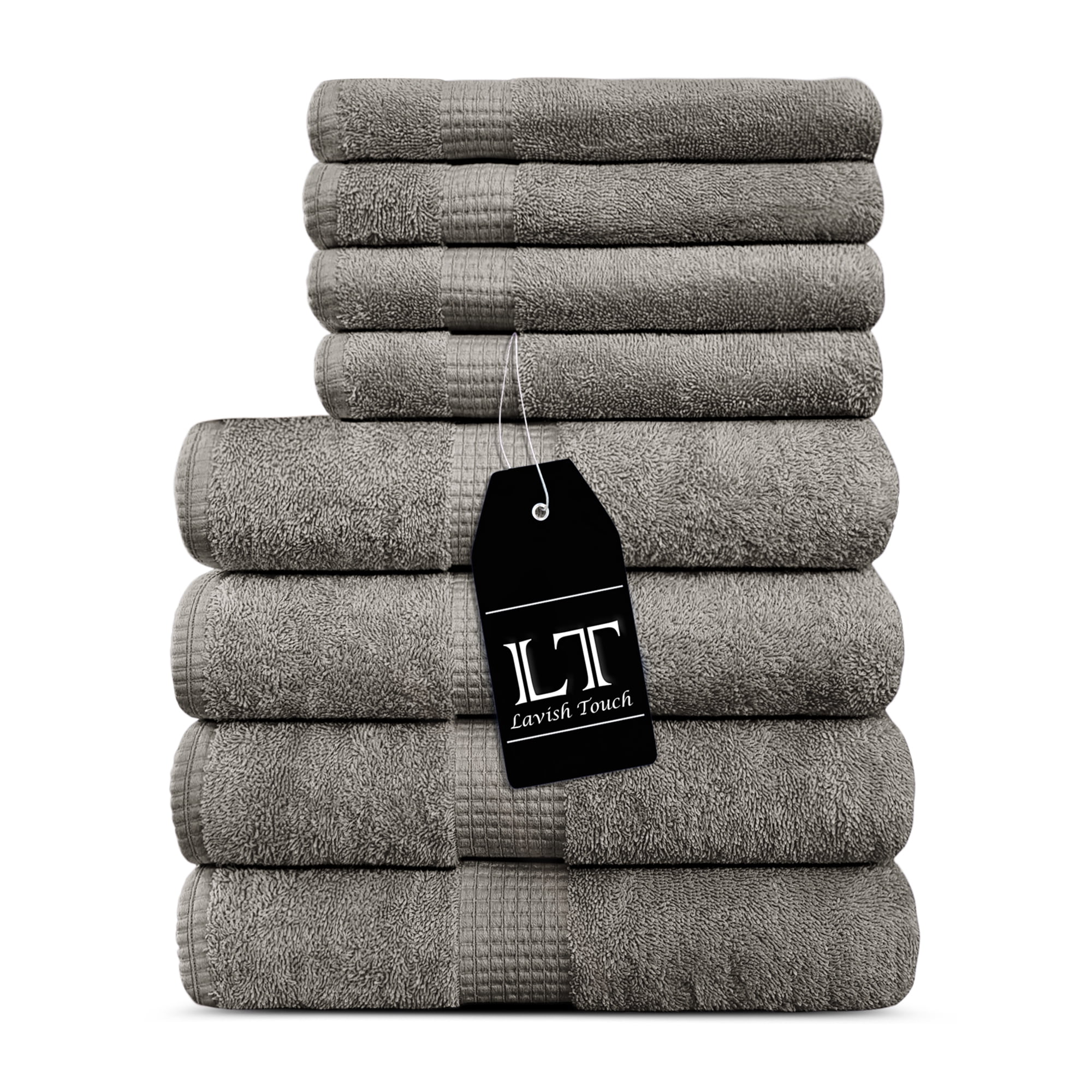 Lavish Touch 600 GSM 100 Cotton 8 Piece Towels Set, 4 Bath Towels