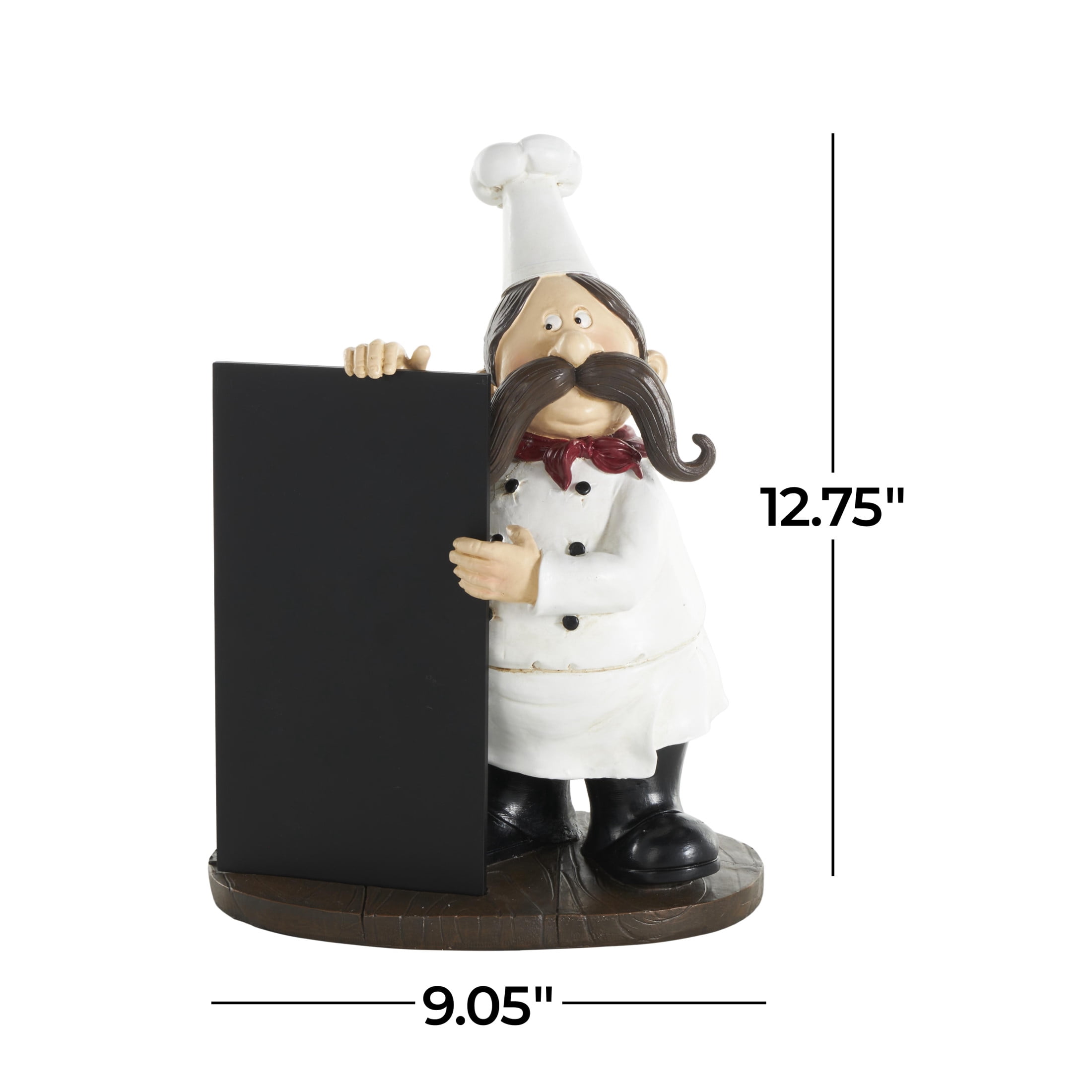 9" x 13" Black Polystone Chef Sculpture with Chalkboard, by DecMode