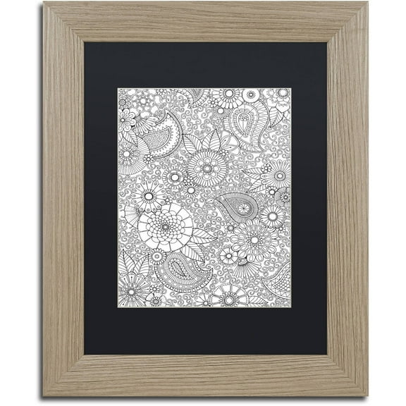 Trademark Fine Art "Paisley Floral" Canvas Art by Hello Angel, Black Matte, Birch Frame