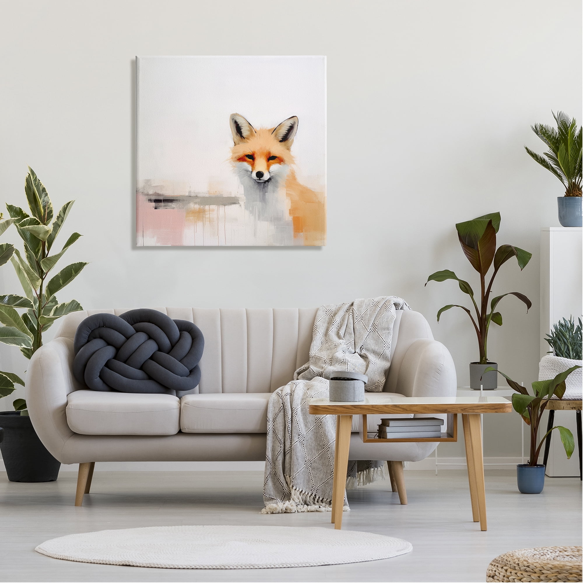 Stupell Industries Abstract Fox Portrait Animals & Insects Painting Gallery Wrapped Canvas Art Print Wall Art, 30 x 30