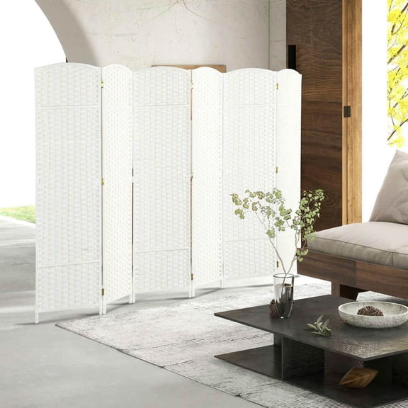Spaco 6 Panel 5.6 ' Tall Privacy Screen, Folding Room Divider Screen, Freestanding Room Partition for Indoor as Living Room, Bedroom, White