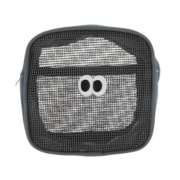 Unique Bargains 1 Pc Square Bean Eye Makeup Bag for Travel Vacation Gray Nylon Mesh