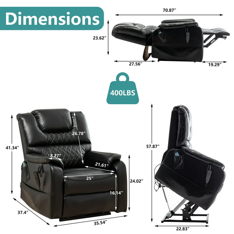 uhomepro Large Electric Massage Recliner with Heat, PU Leather Lift  Recliner Chair for Elderly Oversize, Living Room Chaise Lounge W/ 5  Vibration