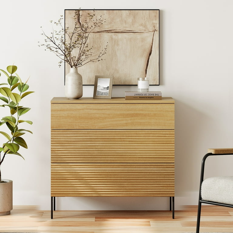 mid century modern dresser assembled Lee Mid-Century Modern Wood Dresser 6-Drawer Wide Dresser / Caramel