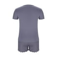 thumbnail image 4 of Caywon Womens Modal Pajamas Set Soft Cozy Summer Two Piece Sets Short Sleeve V Neck T-Shirt and Trim Shorts Sleepwear(Dark Gray,L), 4 of 6
