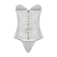 thumbnail image 3 of KHONTS,2 Piece Corset Tops for Women Plus Size Waist Cincher Overbust Bustiers Renaissance Steampunk Halloween Costumes with Thong White S, 3 of 5