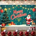 thumbnail image 3 of Christmas Tree Christmas Banner Santa Claus Xmas Display Reindeer Red Balloons Holiday Backdrop for Christmas Party Indoor Celebration Photo Shoot, 3 of 9