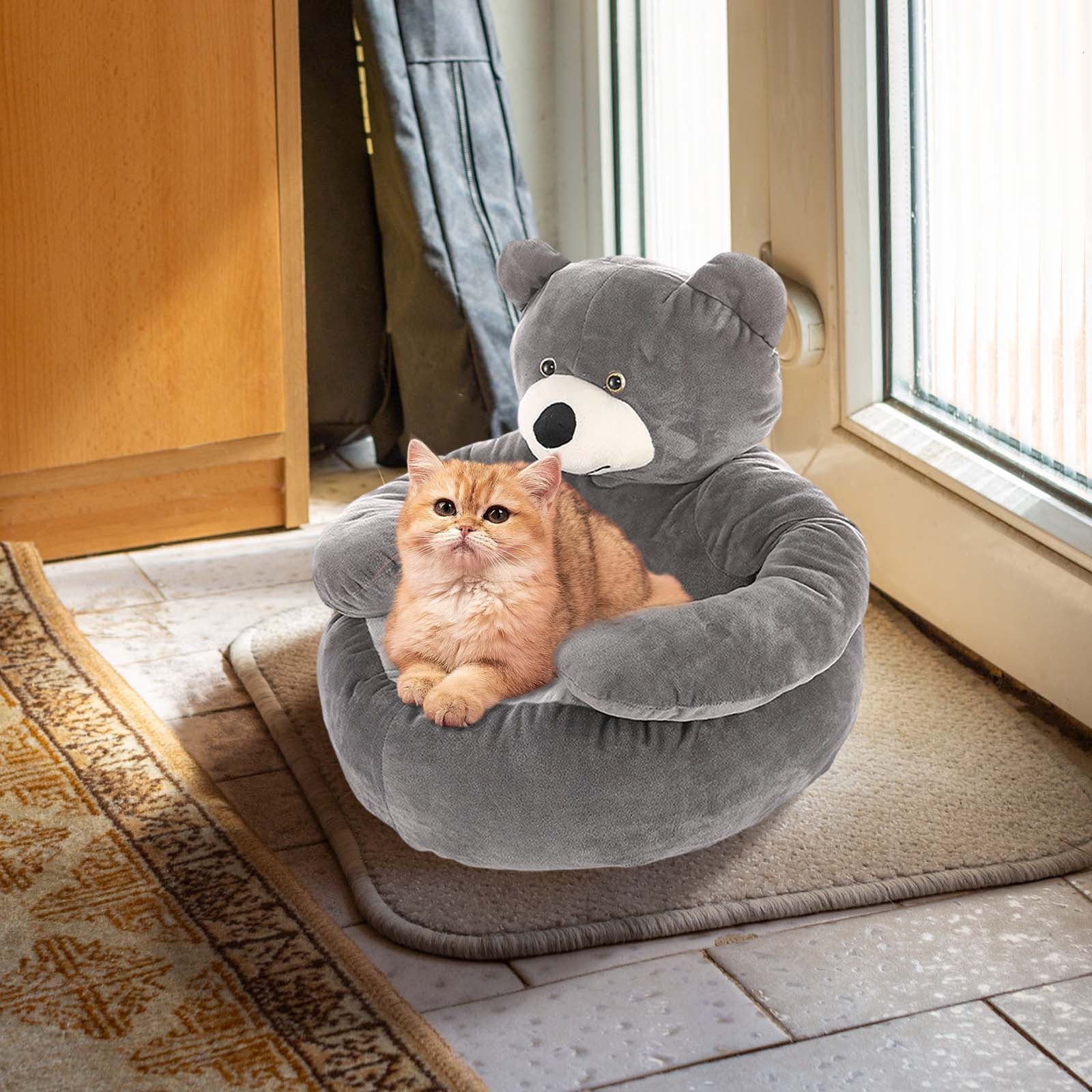 Cute Bear Hug Pet Bed, 46x40cm Detachable Washable Dog Beds, Soft Comfortable Plush Cat Sleeping Mat, Pet Bed Warm Cozy Calming Pet House, Warm Pet Bed Mat, Non-Slip Dog Cat Beds