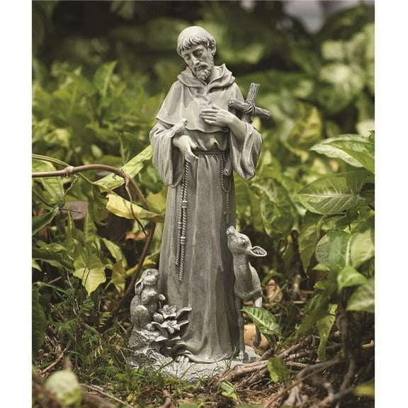 PerfectPatio Saint Francis with Cross Garden Statue